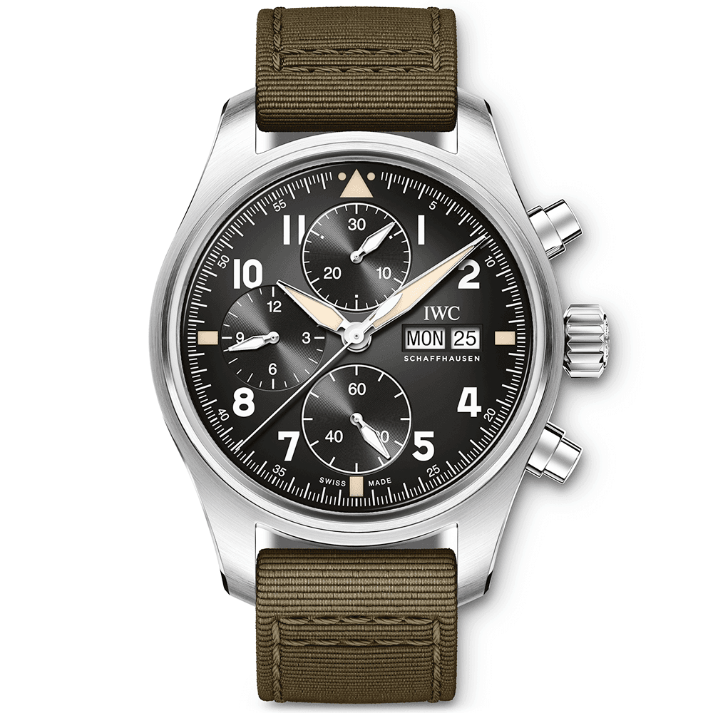 Pilot’s Spitfire 41mm Black Dial Chronograph Canvas Strap Watch