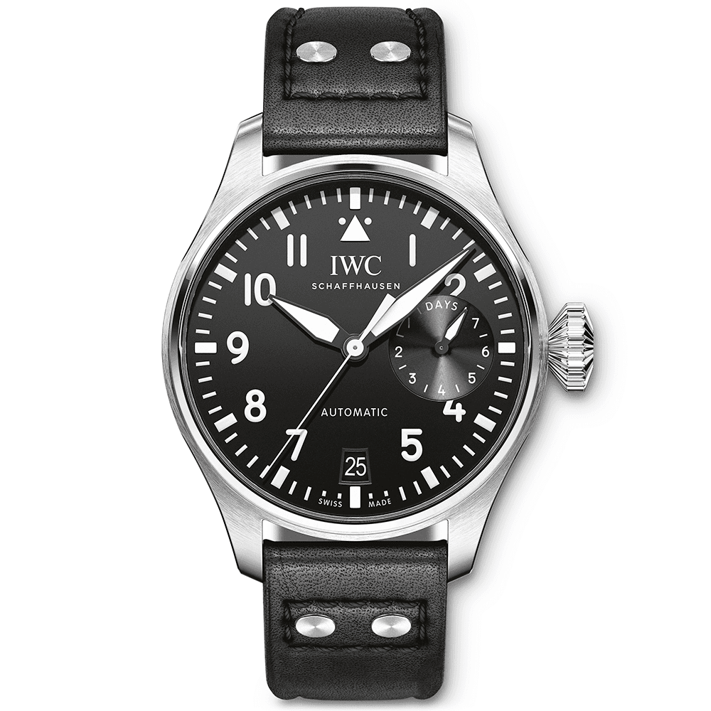 Big Pilot’s 46mm Black Dial Men’s Leather Strap Watch