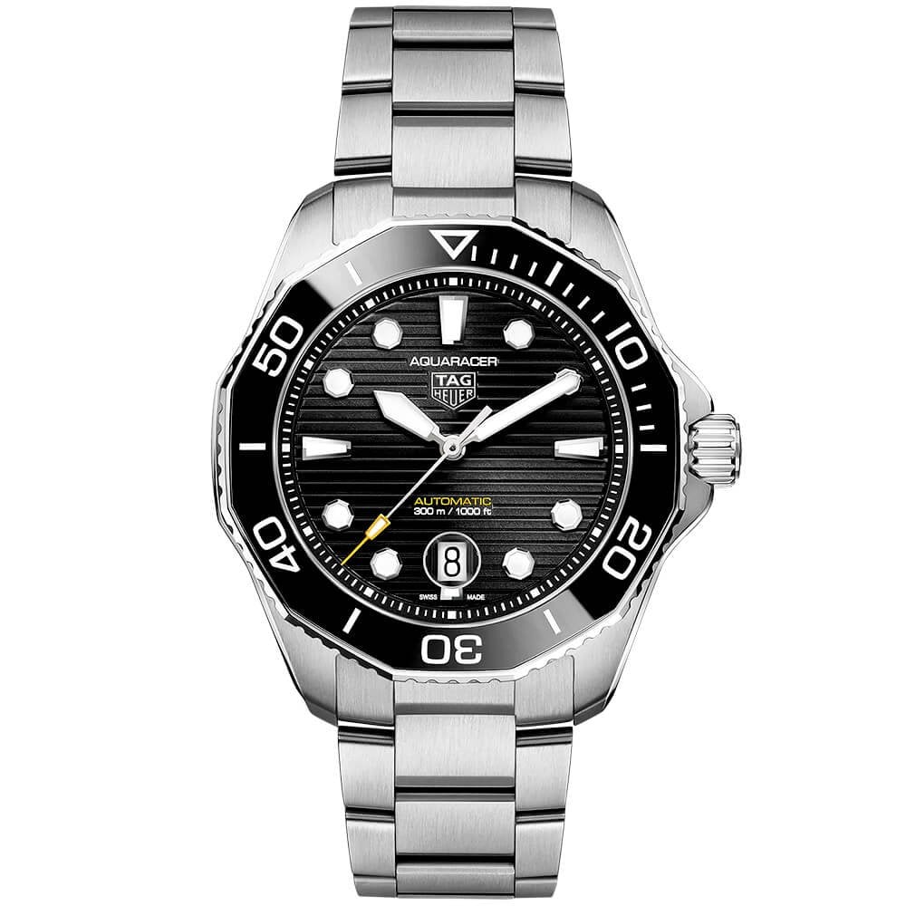 Aquaracer 43mm Black Dial & Ceramic Bezel Men’s Automatic Bracelet Watch
