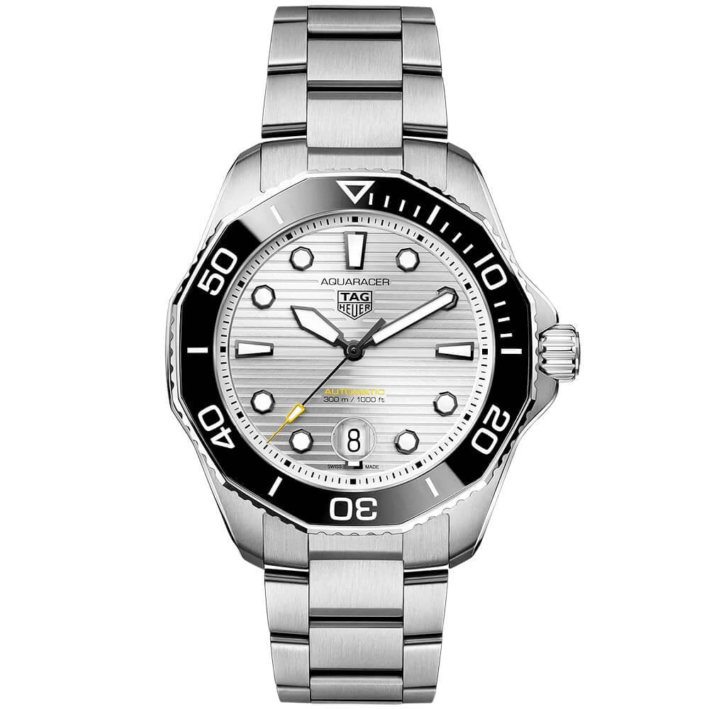 Aquaracer 43mm Silver Dial & Ceramic Bezel Men’s Automatic Bracelet Watch