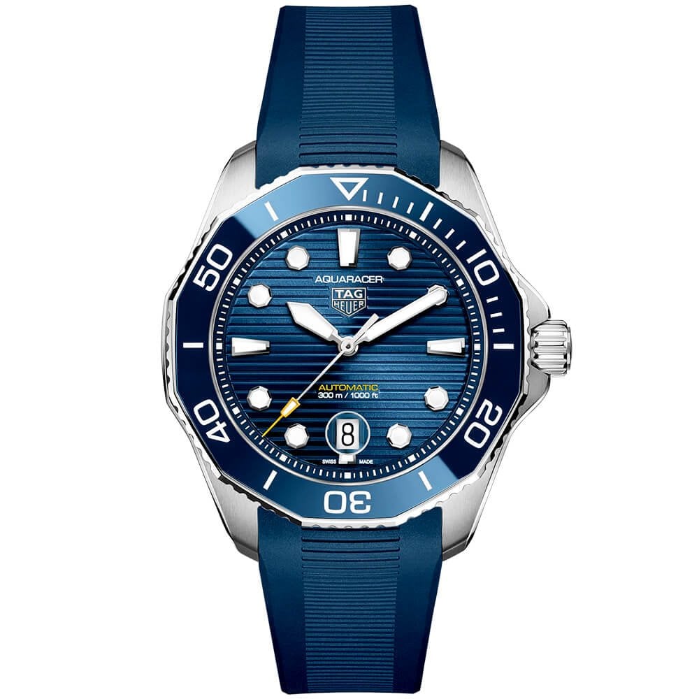 Aquaracer 43mm Blue Dial & Ceramic Bezel Men’s Automatic Strap Watch