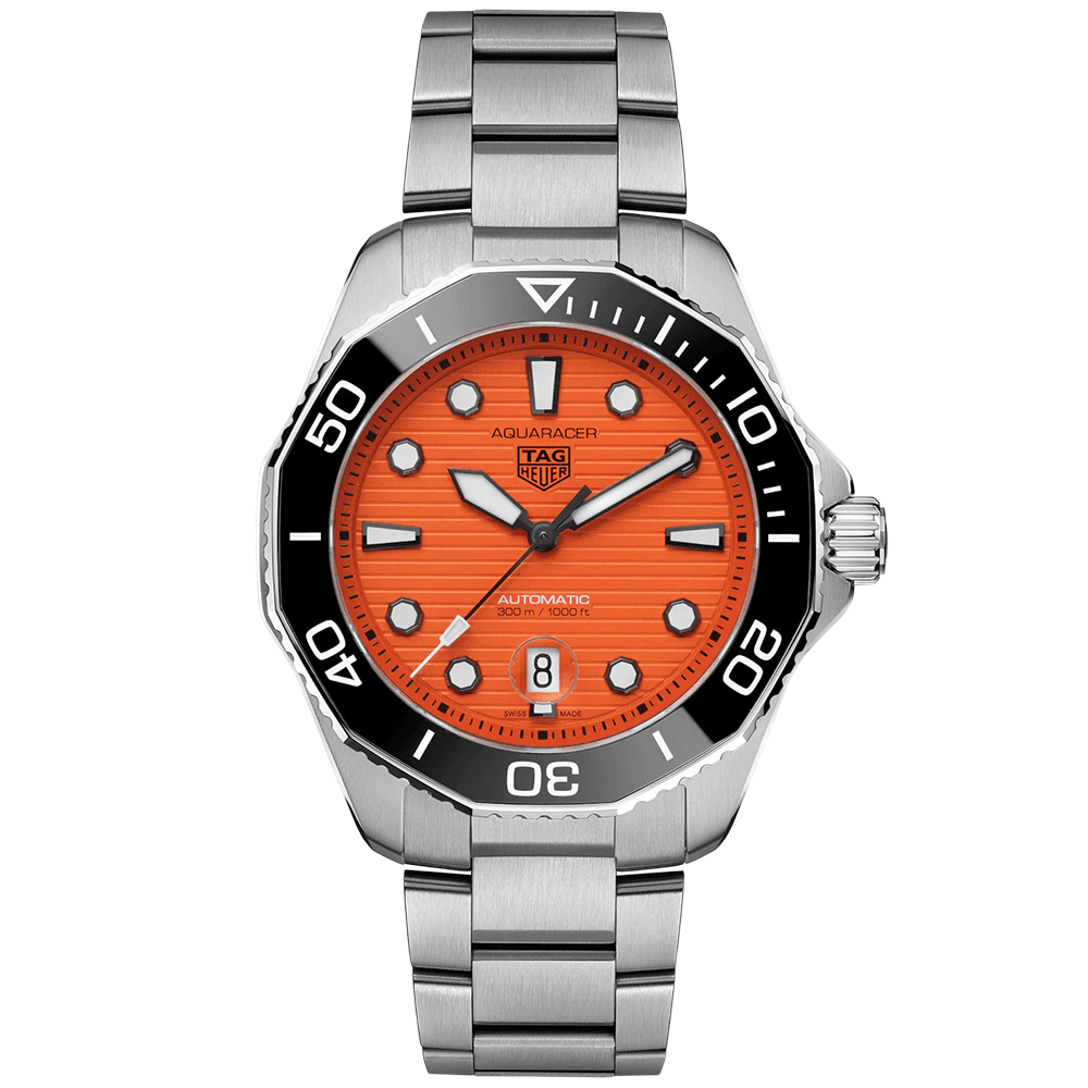 Aquaracer 43mm Orange Dial & Ceramic Bezel Men’s Automatic Bracelet Watch