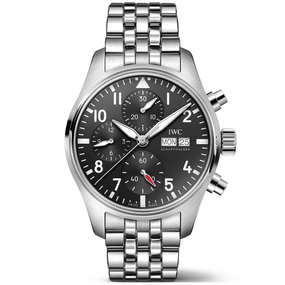 Pilot’s 41mm Black Dial Chronograph Bracelet Watch