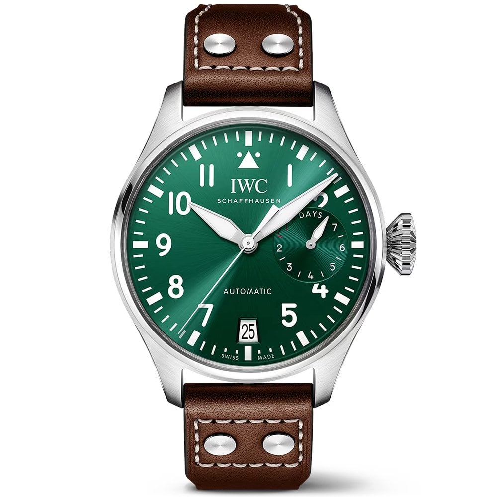 Big Pilot’s 46mm Green Dial Men’s Leather Strap Watch