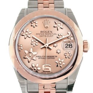 Datejust 31 Pink Raised Floral Motif Dial 18K Rose Gold Two Tone Jubilee Ladies Watch 178241