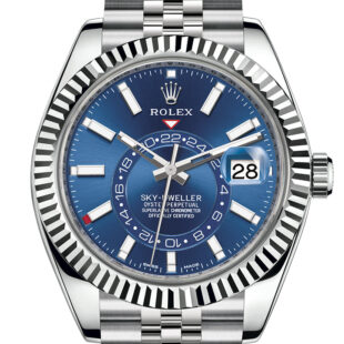 Sky Dweller Blue Dial 18K White Gold Bezel Steel Jubilee Men’s Watch 326934