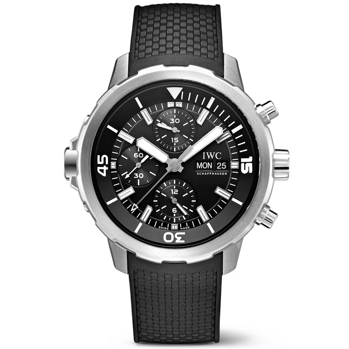 Aquatimer 44mm Black Dial Men’s Rubber Strap Chronograph Watch