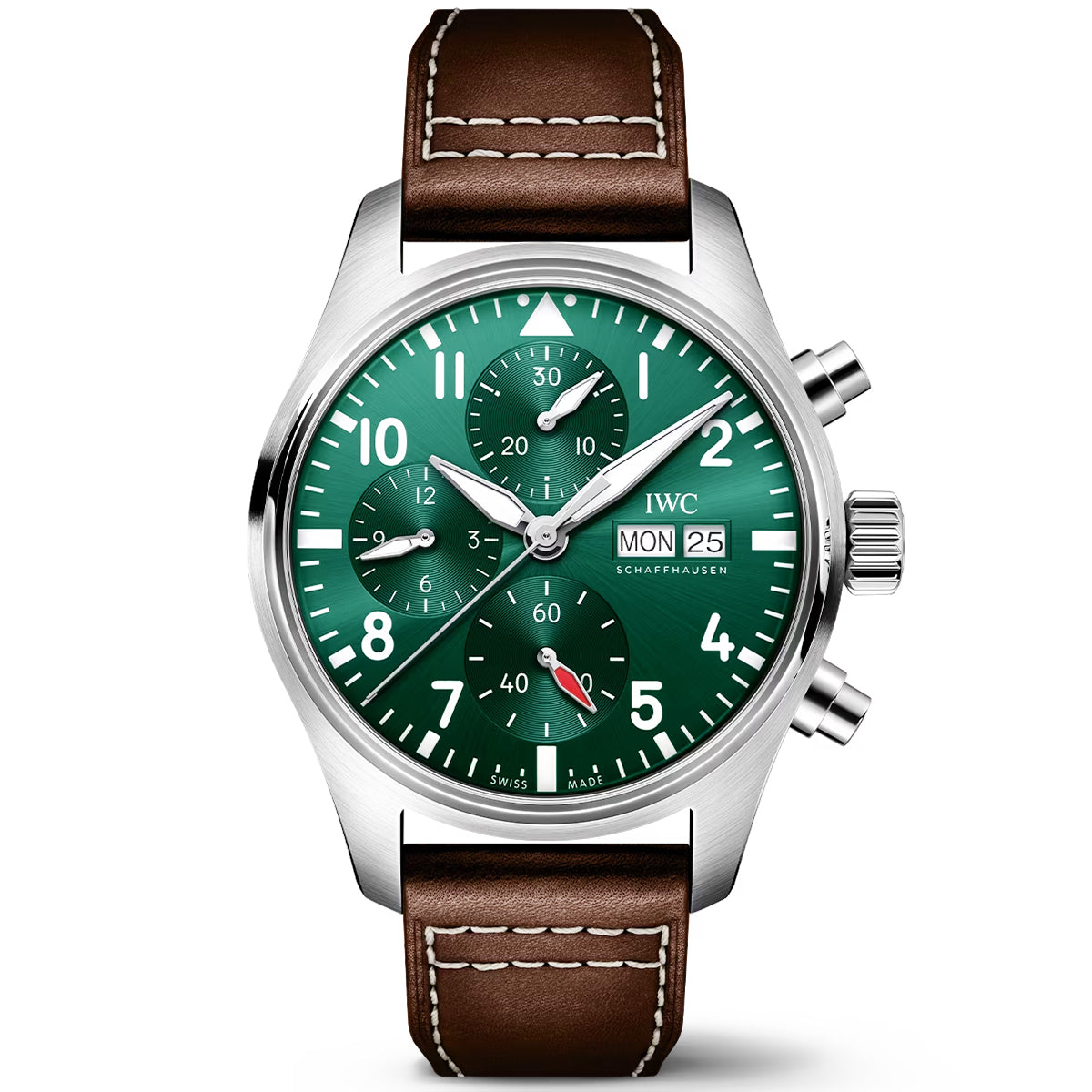 Pilot’s 41mm Green Dial Chronograph Leather Strap Watch