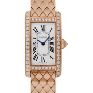 Cartier Tank Americaine Small Model Watch – 19 x 34.8 mm Pink Gold Diamond Case – WB710008