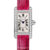 Cartier Tank Americaine Watch – 27 mm White Gold Diamond Case – Diamond Bezel – Diamond Dial – Pink Strap – WB710015