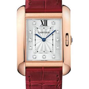 Cartier Tank Anglaise Watch – 34.7 mm Pink Gold Case – Diamond Dial – Bordeaux Alligator Strap – WJTA0009