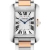 Cartier Tank Anglaise Watch – 34.7 mm Steel Case – Silver Dial – Pink Gold Bracelet – W5310043
