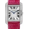 Cartier Tank Anglaise Watch – 34.7 mm White Gold Rodium Diamond Case – Silvered Flinque Dial – Fuchsia Pink Alligator Strap – WT100030