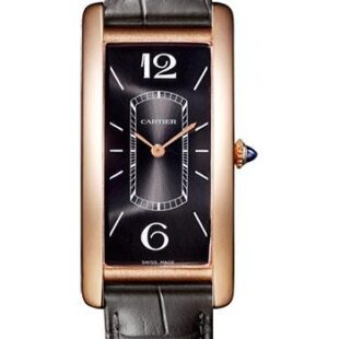 Cartier Tank Cintree Watch – 46.3 mm Pink Gold Case – Black Dial – Dark Gray Alligator Strap – WGTA0025