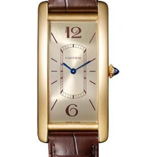 Cartier Tank Cintree Watch – 46.3 mm Yellow Gold Case – Golden Dial – Brown Alligator Strap – WGTA0026
