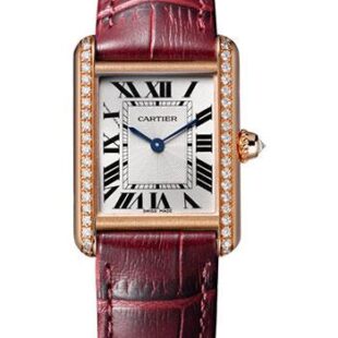 Cartier Tank Louis Cartier Watch – 29.55 mm Pink Gold Diamond Case – Burgundy Alligator Strap – WJTA0010