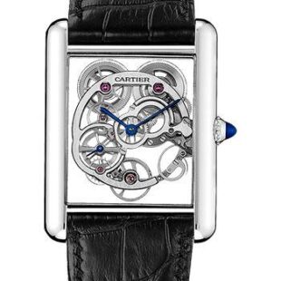 Cartier Tank Louis Cartier Watch – 30 mm White Gold Case – Pink Gold Case Bezel – Skeleton Dial – Black Alligator Strap – W5310012
