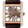 Cartier Tank MC Skeleton Watch – 34.5 mm Pink Gold Diamond Case – Diamond Bezel – Pink Gold Dial – Brown Alligator Strap – HPI00715