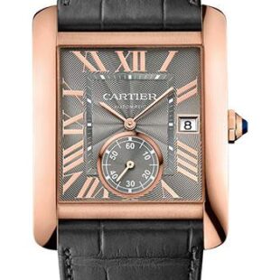 Cartier Tank MC Watch – 34.3 mm Pink Gold Case – Gray Dial – Dark Gray Alligator Strap – WGTA0014