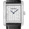 Cartier Tank MC Watch – 34.3 mm White Gold Diamond Case – White Gold Diamond Dial – Black Alligator Strap – HPI00623
