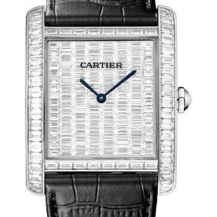 Cartier Tank MC Watch – 34.3 mm White Gold Diamond Case – White Gold Diamond Dial – Black Alligator Strap – HPI00623