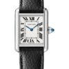 Cartier Tank Must Watch – 29.5 mm x 22 mm Steel Case – Silvered Dial – Interchangeable Black Grained Calfskin Strap – WSTA0042