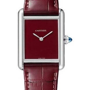 Cartier Tank Must Watch – 33.7 mm x 25.5 mm Steel Case – Claret Dial – Claret Alligator Strap – WSTA0054