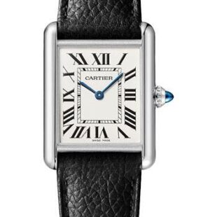 Cartier Tank Must Watch – 33.7 mm x 25.5 mm Steel Case – Silvered Dial – Interchangeable Black Grained Calfskin Strap – WSTA0041
