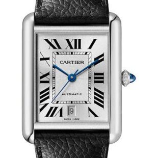 Cartier Tank Must Watch – 41 mm x 31 mm Steel Case – Silvered Dial – Interchangeable Black Grained Calfskin Strap – WSTA0040