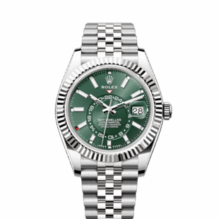 Rolex Sky-Dweller, 42mm, Oystersteel and 18k White Gold, Green, Jubilee, Ref# 336934-0002